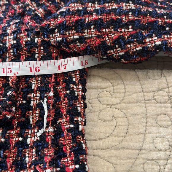 Zara Woman Tweed Pearl Button Jacket with Red and Blue Accents‎ - Picture 11 of 15